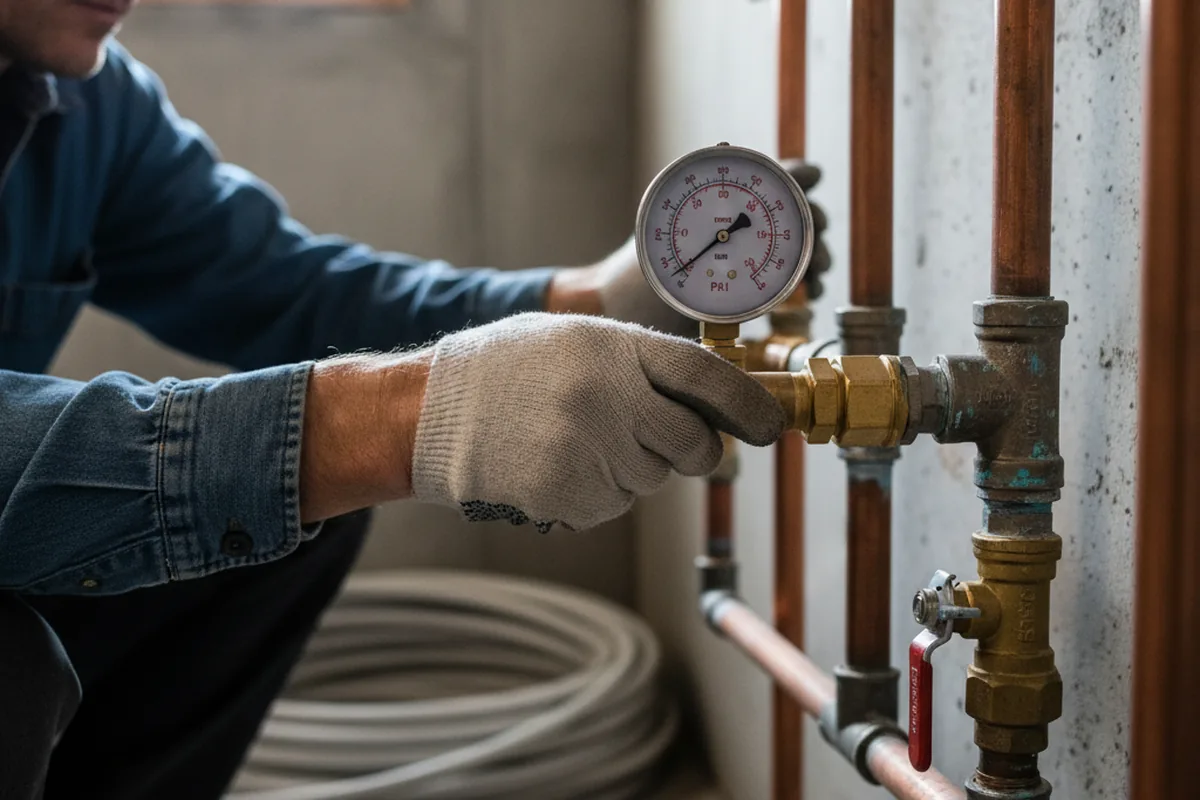 Pressure testing a repaired line during Water Line Repair in Malaga